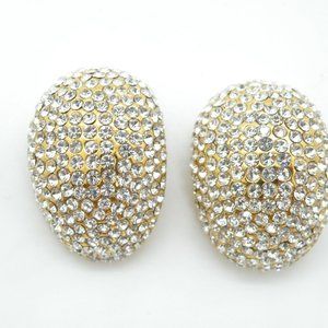 Authentic JARIN Vintage Jewelry Clip On Crystal Rhinestone Gold Tone Earrings